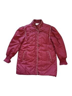 Vintage Sears Puffer Coat Red Jacket Size Large Made in Korea
